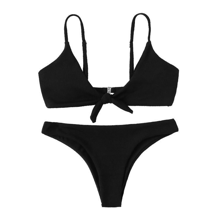 2019 New Stylish Striped Bikini with Front Tie Design