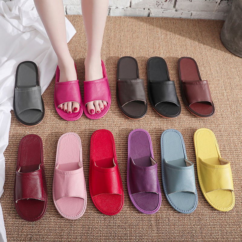 Home Leather Slippers for Men and Women Indoor Use