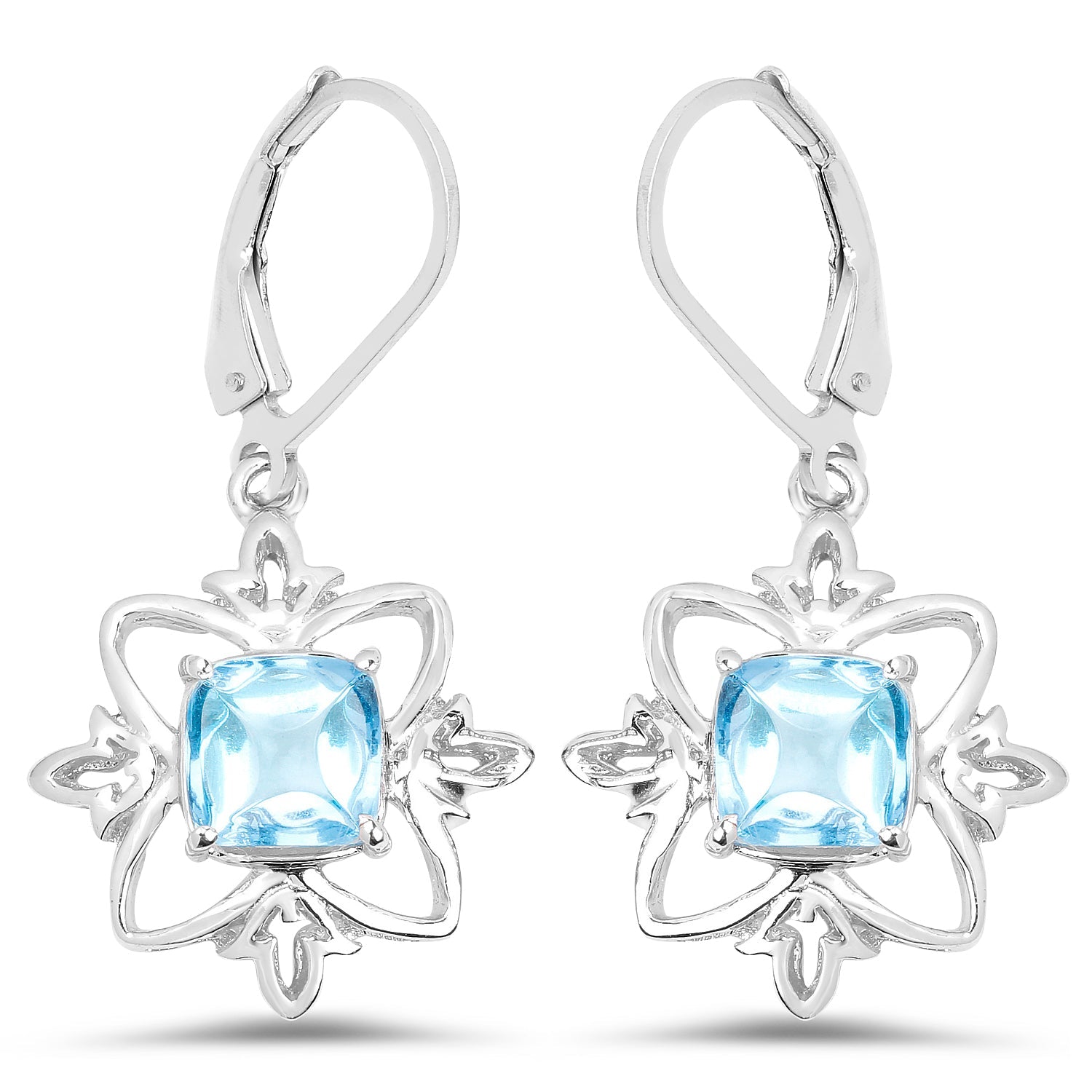 5.30 Carat Genuine Swiss Blue Topaz .925 Sterling Silver Earrings