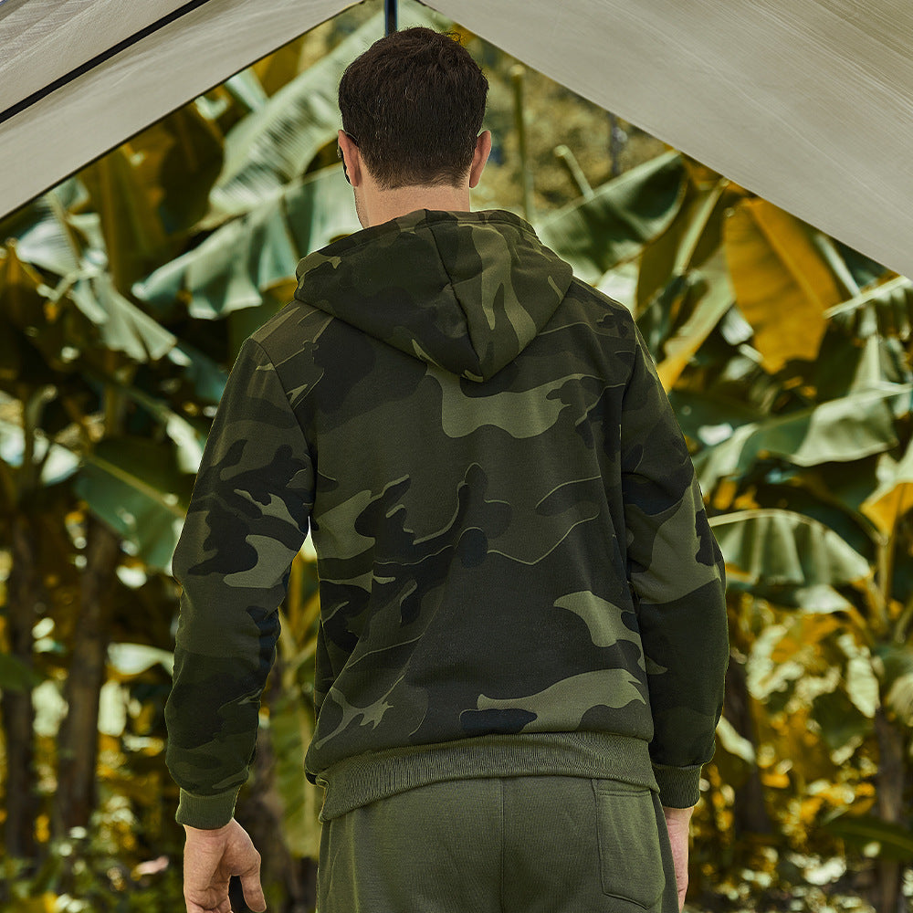 Men's Camouflage Hooded Pullover Athletic Casual Top