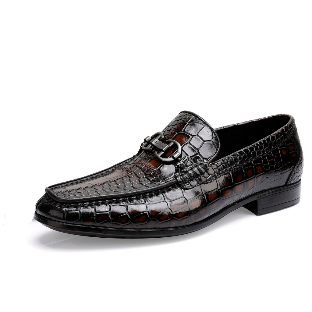 ChrisLOOK Mens Dress Shoes Genuine Leather Oxfords Luxury Formal Business Shoes Alligator Crocodile Print Shoes Size 8