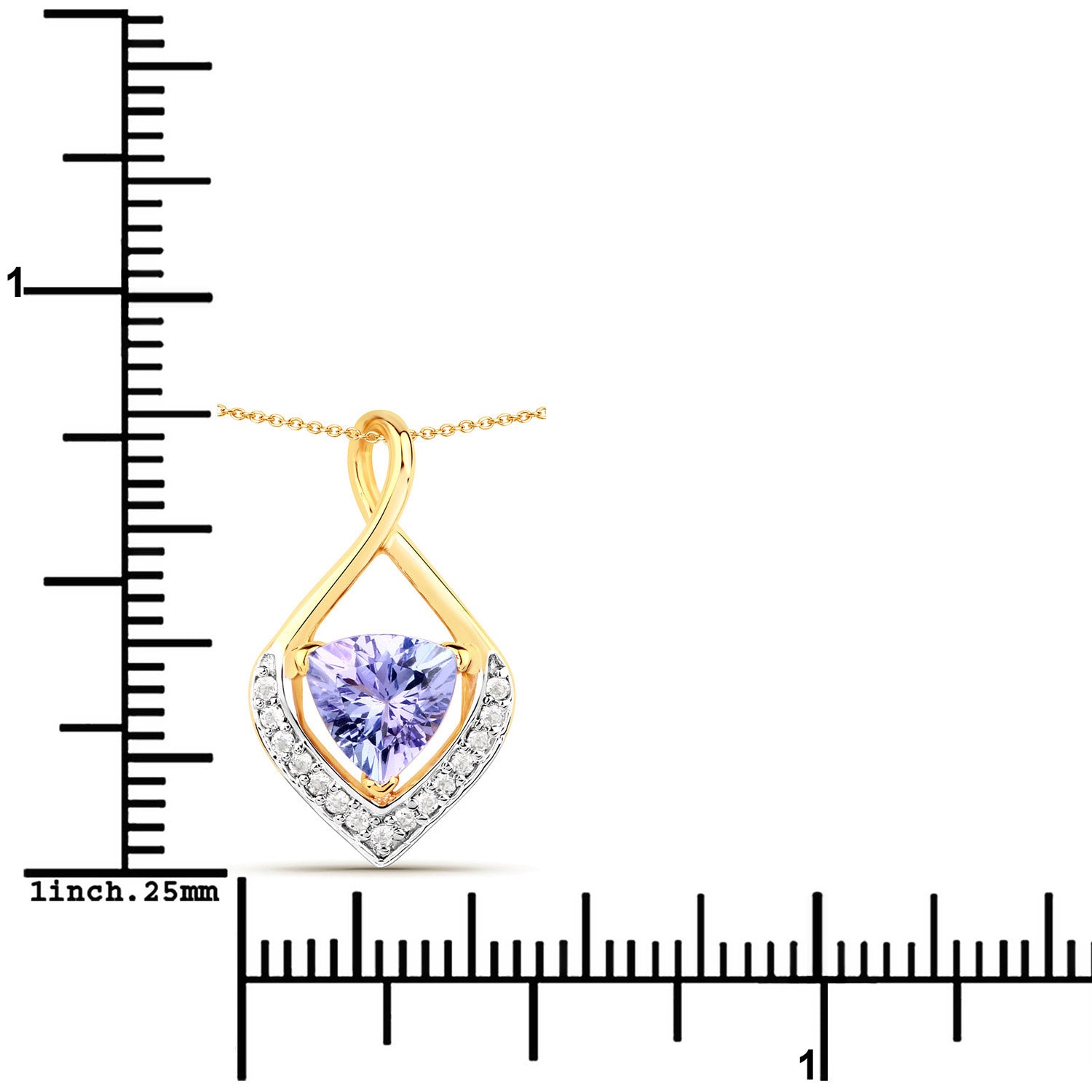 0.96 Carat Genuine Tanzanite and White Topaz .925 Sterling Silver Pendant