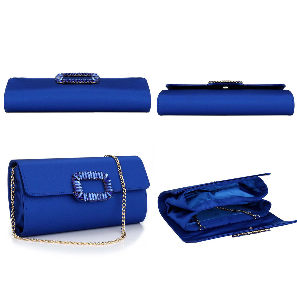 Vintage Rhinestone Satin Polyester Evening Clutch Bag