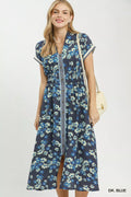 Umgee Ruffle Sleeve Henley Shift Dress