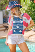 BiBi Crochet Star Patches 4th Of July Sweater Cover Up