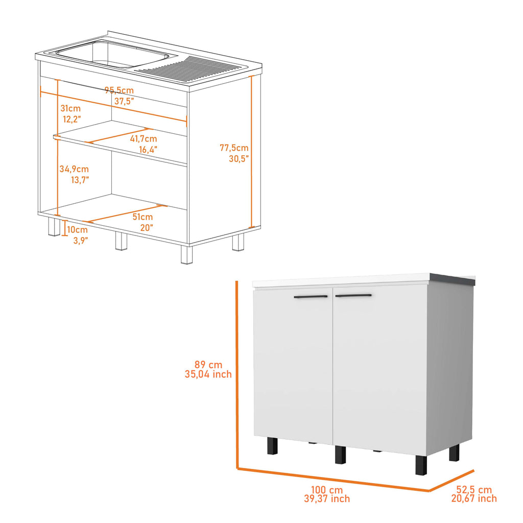 White 2 Utility Sink and Cabinet