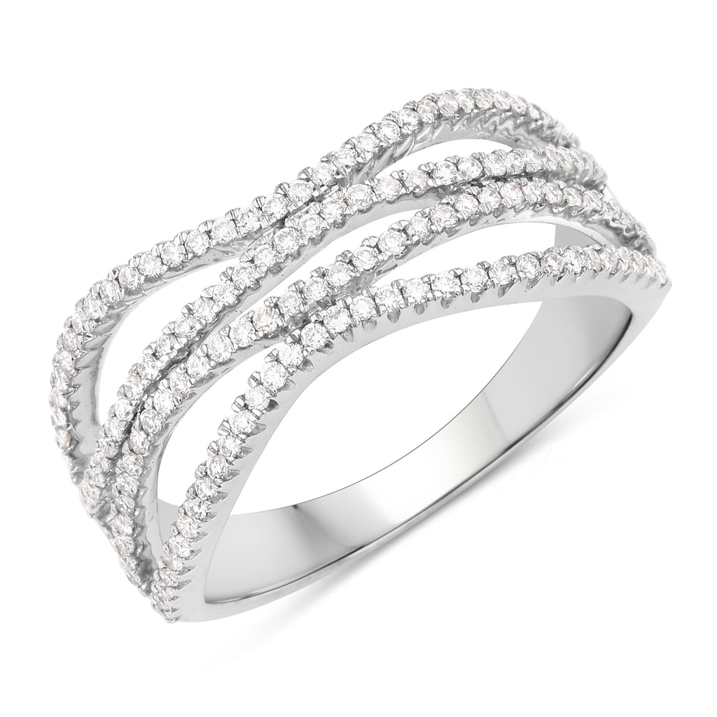 0.46 Carat Genuine White Diamond 14K White Gold Ring (F-G Color, SI Clarity)