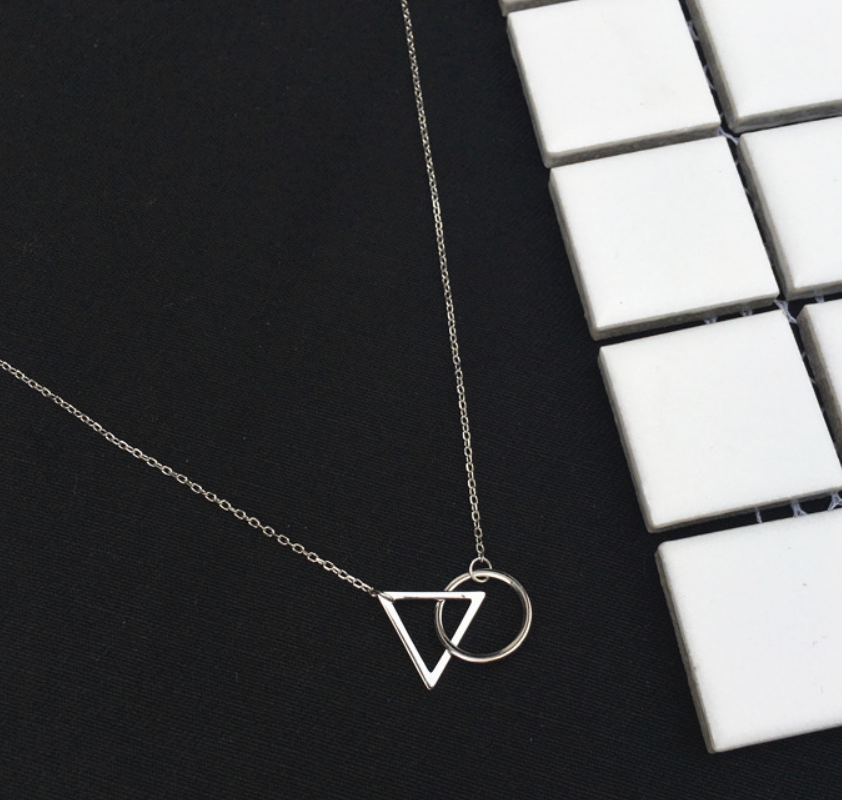 Triangle and Round Pendant Clavicle Chain Necklace