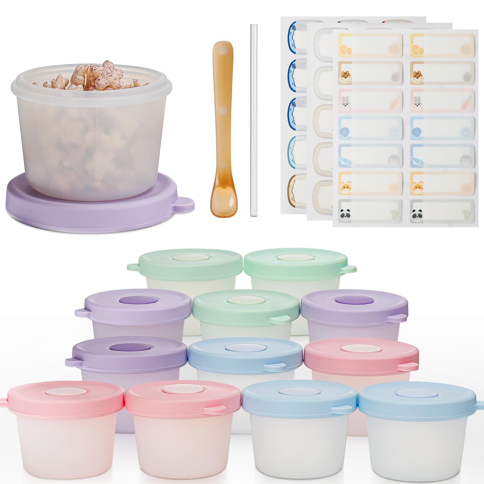 DIMBRAH Silicone Baby Food Containers-12pcs 5oz Baby Food Storage Containers with Lids Microwave Dishwasher & Baby Food Freezer Storage Safety
