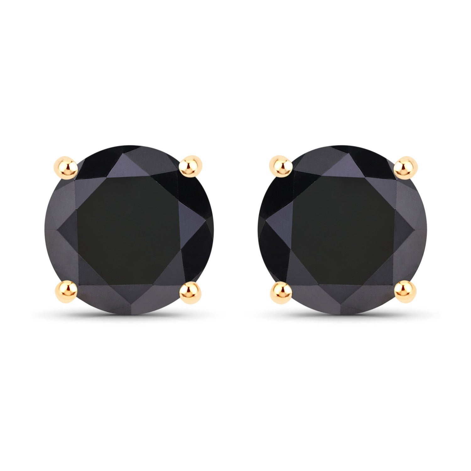 4.91 Carat Genuine Black Diamond 14K Yellow Gold Earrings