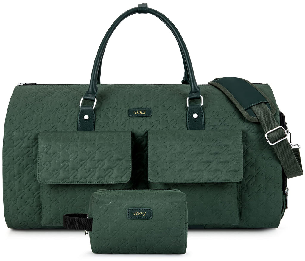 Garment Bag for Travel With Toiletry Bag Convertible Carry On Weekender Bag Large Travel Duffel Bags for Women 2 in 1 Hanging Suitcase Suit Travel Bags for Women & Men 3pcs Set (H-Green)