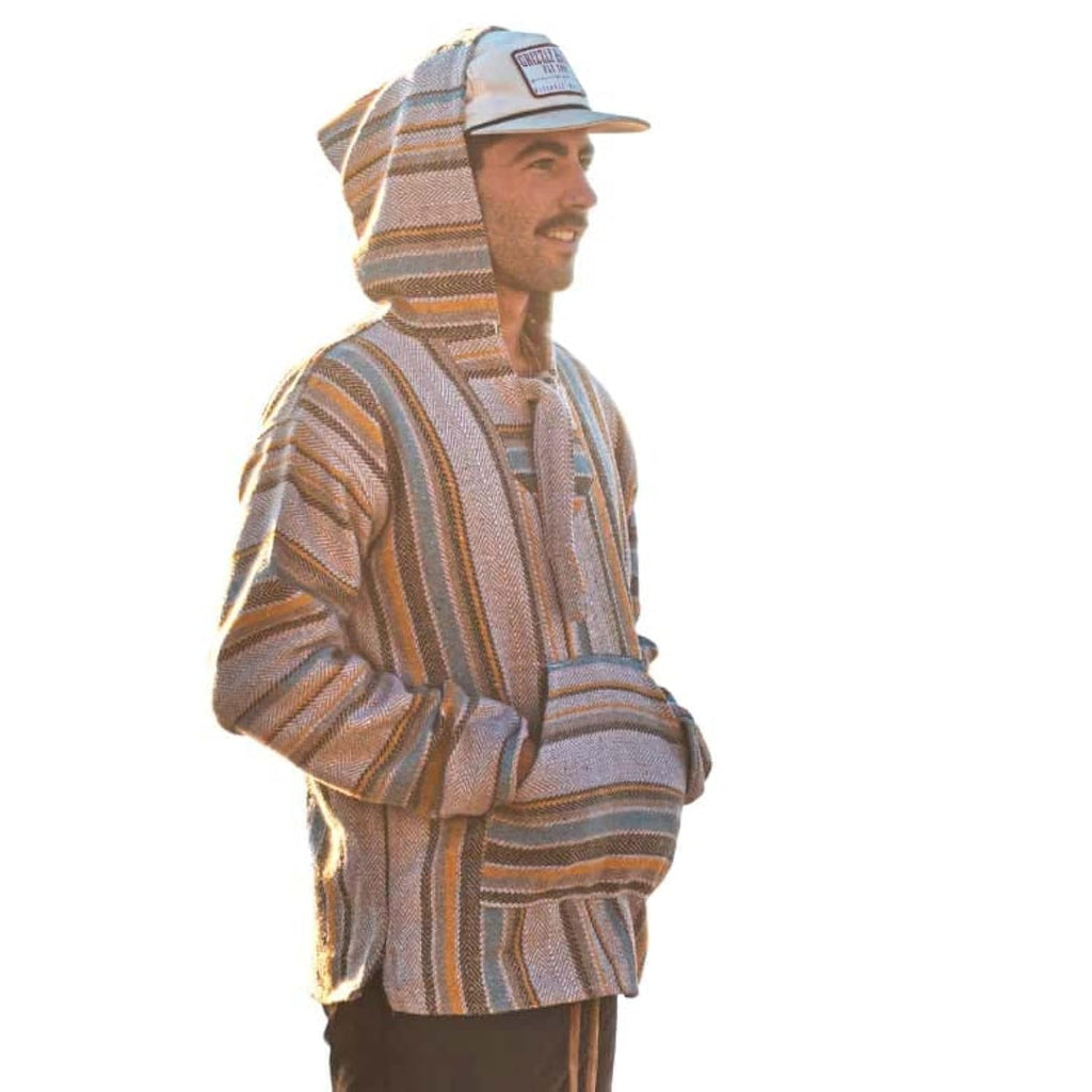 WP West Path Authentic Baja Hoodie - Drug Rug Hoodie - Mexican Baja Hoodie - Baja Poncho - Grey (XL)