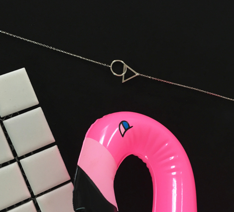 Triangle and Round Pendant Clavicle Chain Necklace
