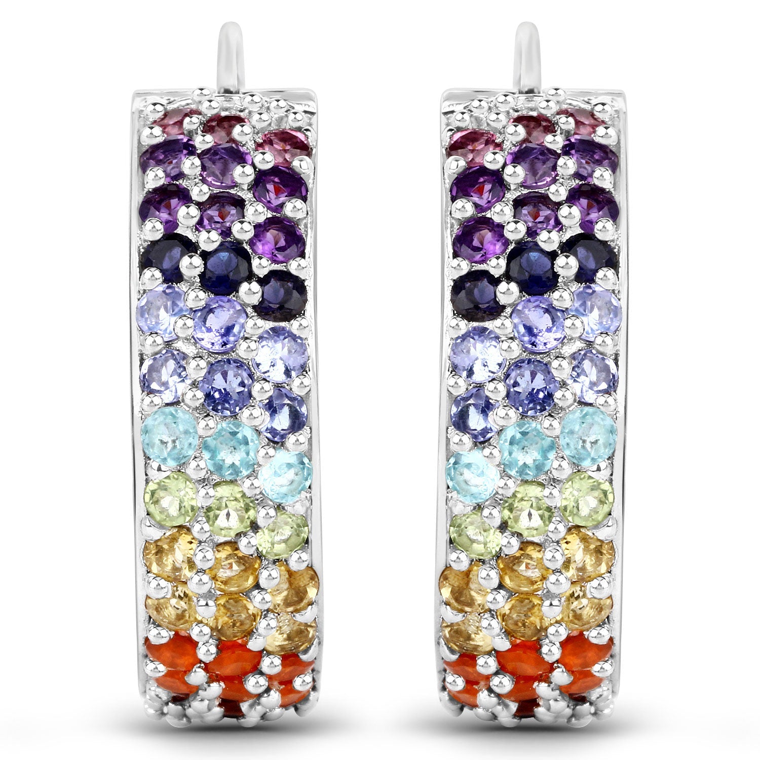 8.79 Carat Genuine Multi Stones .925 Sterling Silver Earrings
