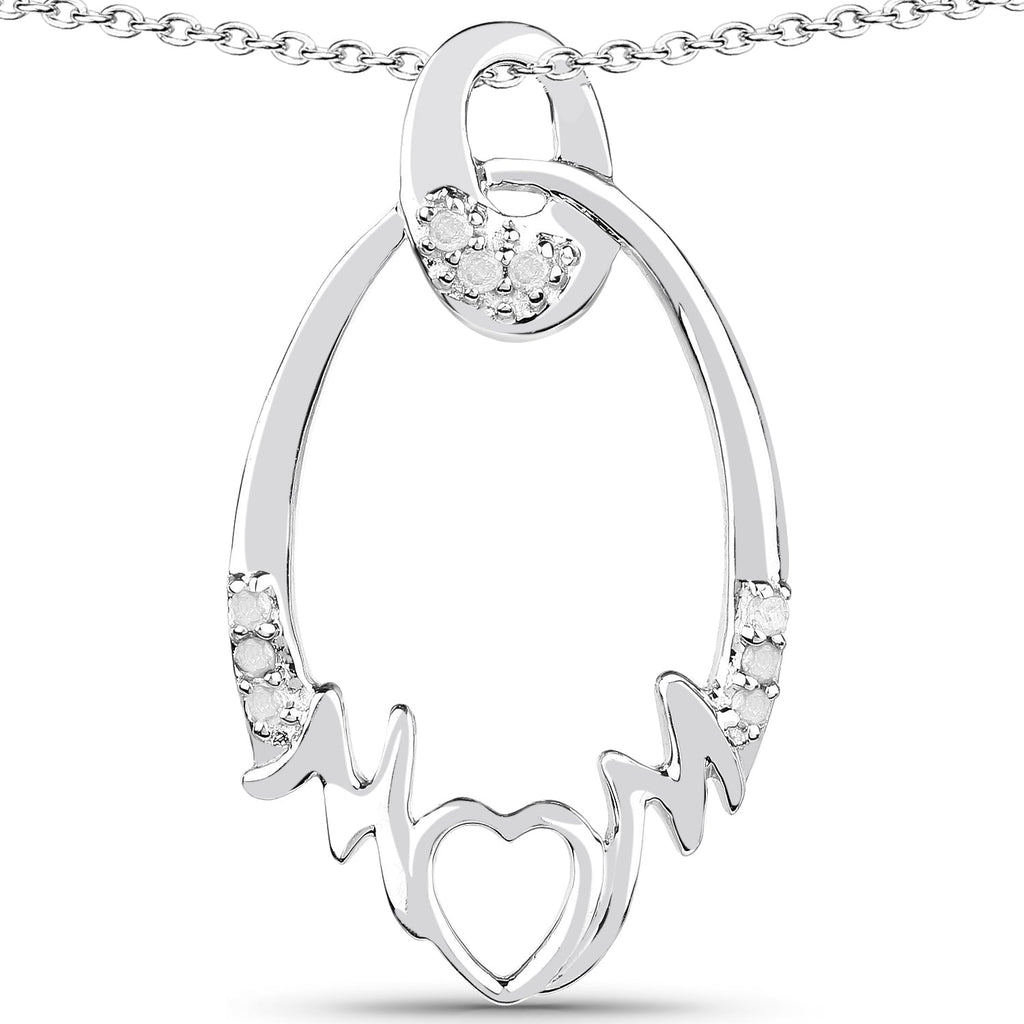 0.14 Carat Genuine White Diamond .925 Sterling Silver Pendant