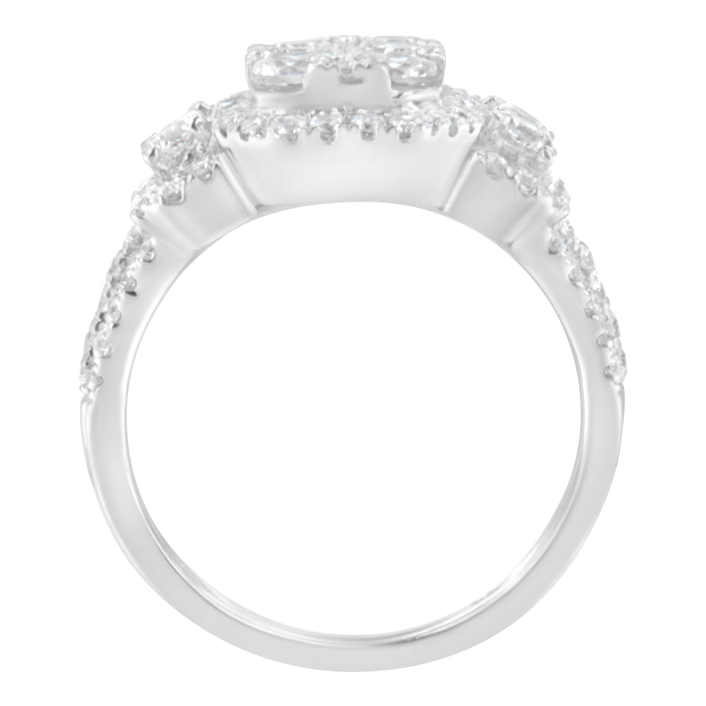 14K White Gold 2 1/4 Cttw Diamond Cocktail Cluster Ring (G-H Color, SI2-I1 Clarity) - Size 7