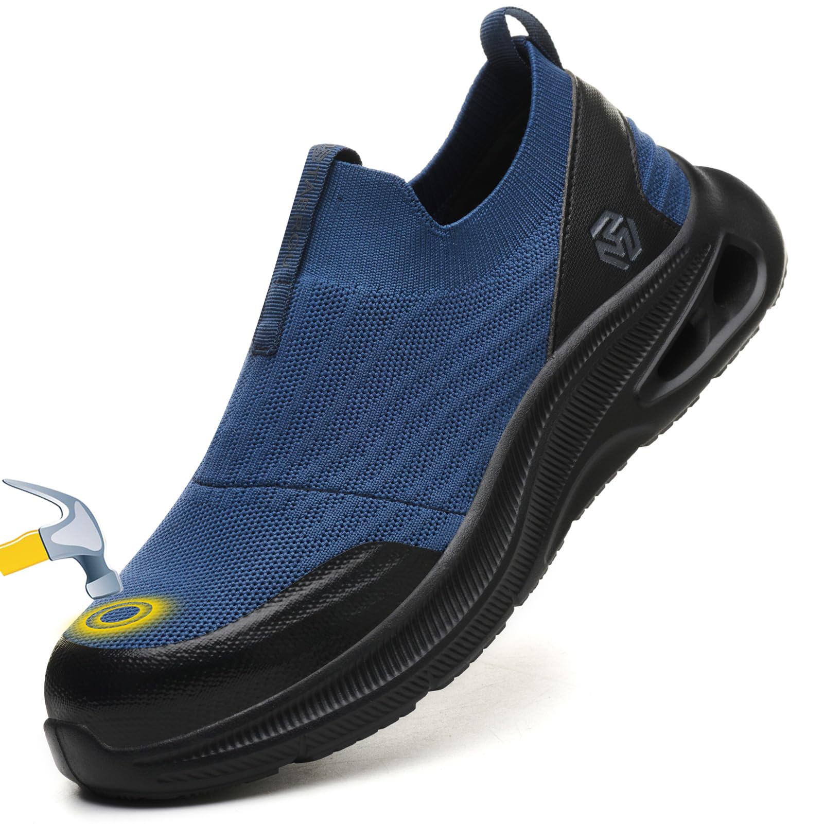 TAERGU Steel Toe Shoes Men Lightweight Comfortable Work Shoes Slip On Safety Shoes Walking Sneakers Puncture Proof LoafersBlueSize 10