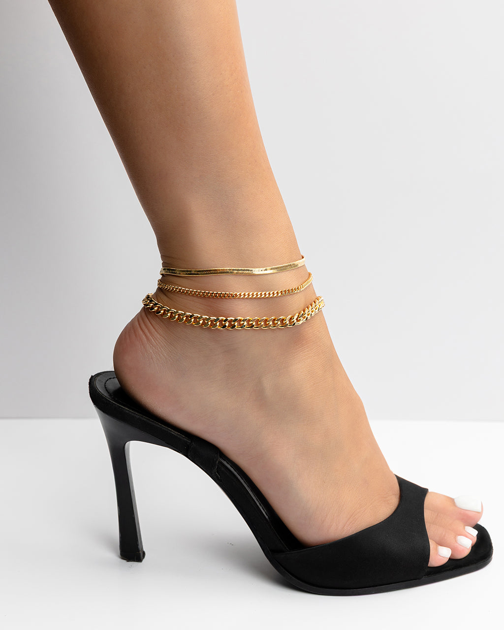 Adalina Three Chain Anklet Set