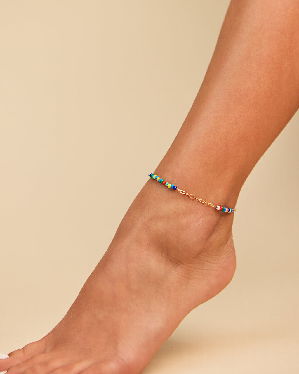 Iridiana Rainbow Beaded Anklet