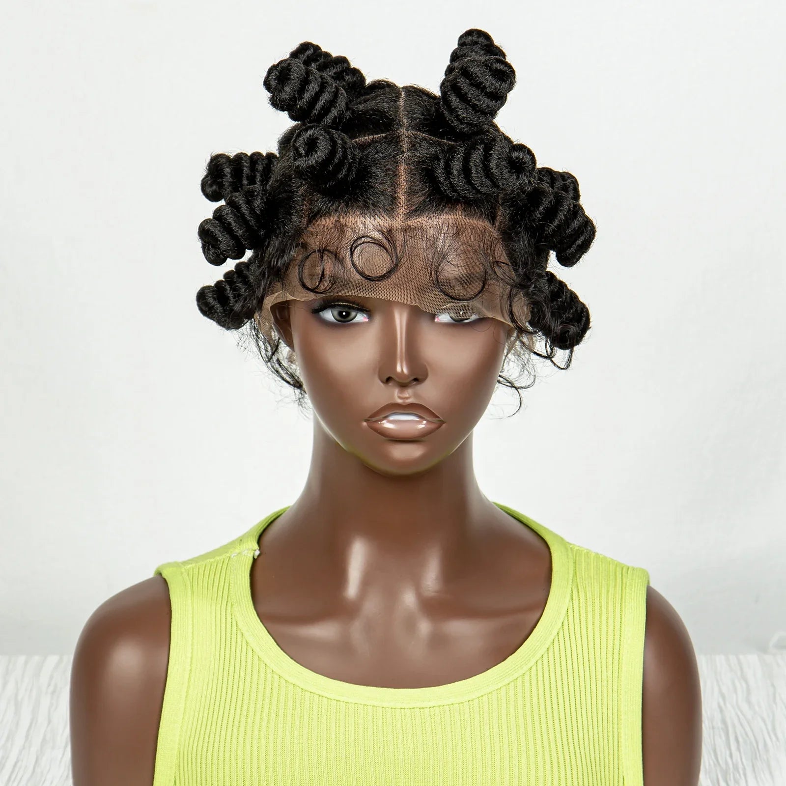 Handmade Bantu Knotless Braids Wig | Full Double Lace Front | Baby Hair