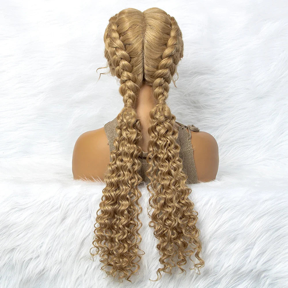 Curly Water Wave Braided Wig | Lace Front Cornrow Twist Style