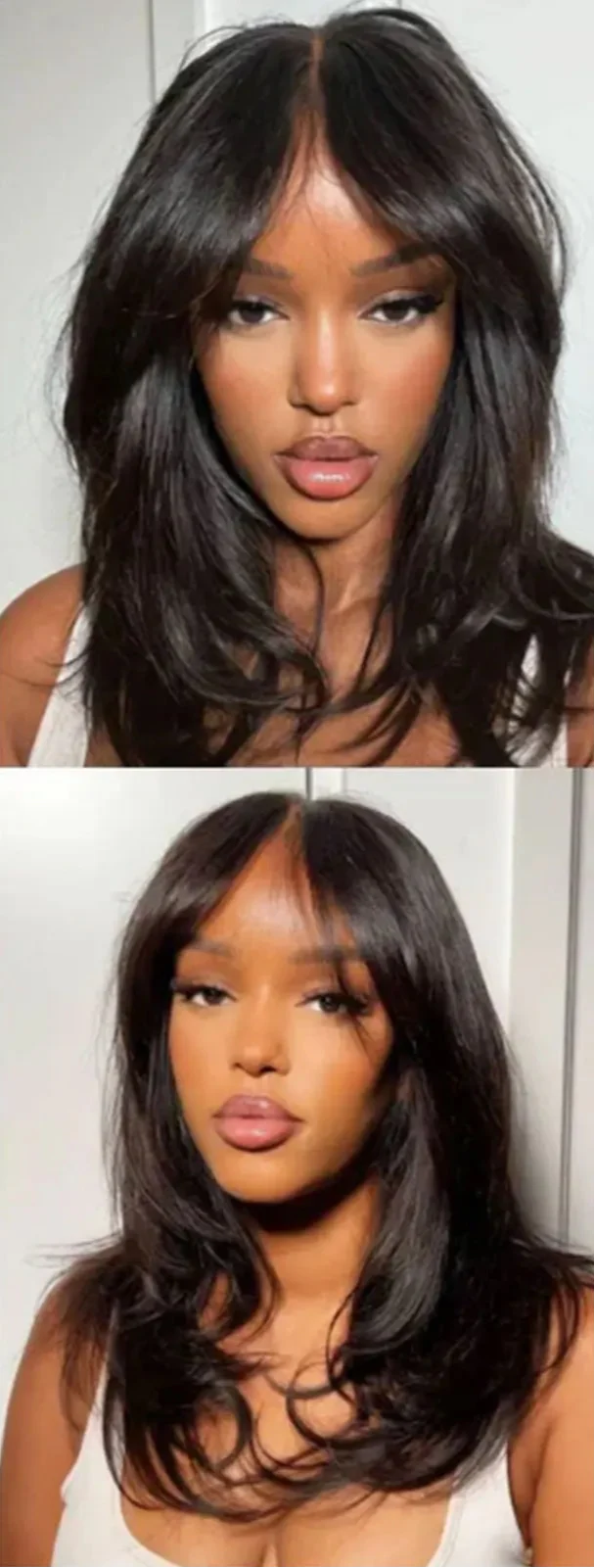 Layered Human Hair Wig with Curtain Bangs | 13x4 Lace Front & 4x4 Closure | Glueless Wear-to-Go