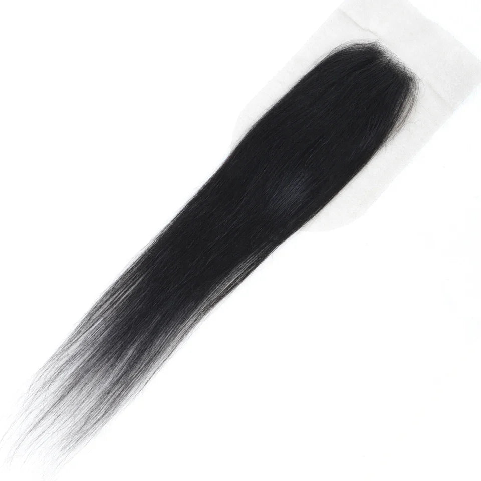 Straight Top Lace Closure | Middle Part Transparent Swiss Lace 100% Human Hair (180% Density)