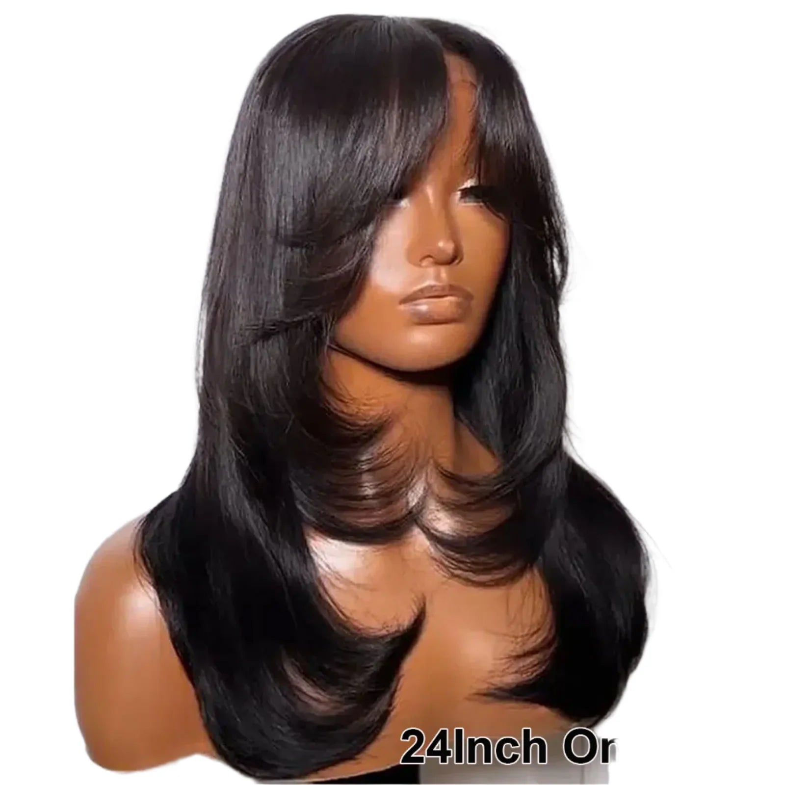 Layered Human Hair Wig with Curtain Bangs | 13x4 Lace Front & 4x4 Closure | Glueless Wear-to-Go