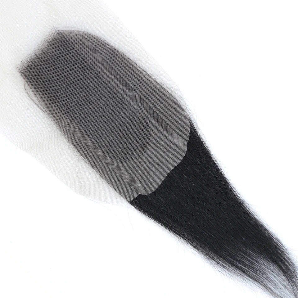 Straight Top Lace Closure | Middle Part Transparent Swiss Lace 100% Human Hair (180% Density)
