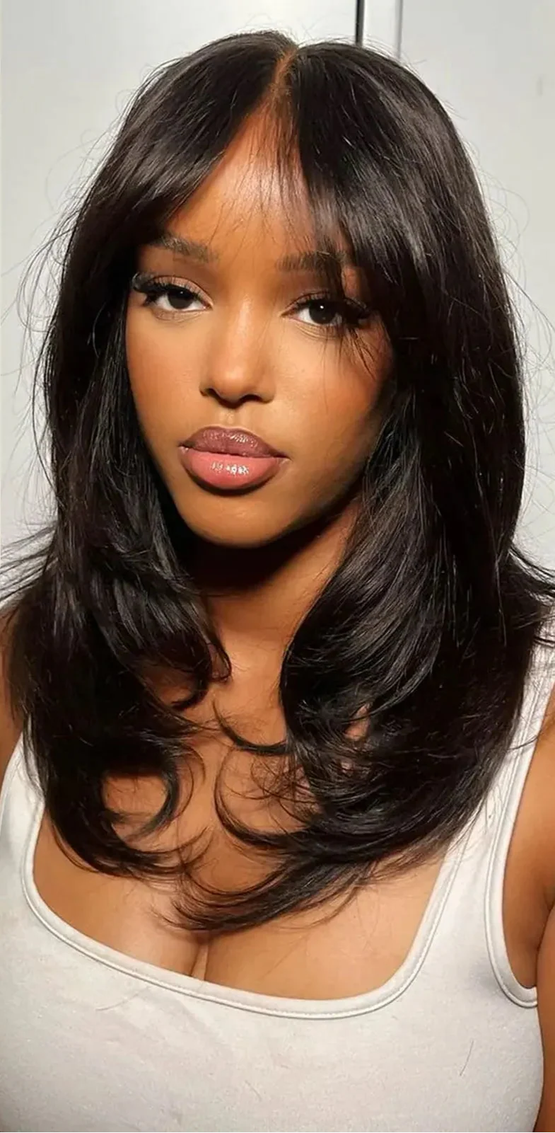 Layered Human Hair Wig with Curtain Bangs | 13x4 Lace Front & 4x4 Closure | Glueless Wear-to-Go
