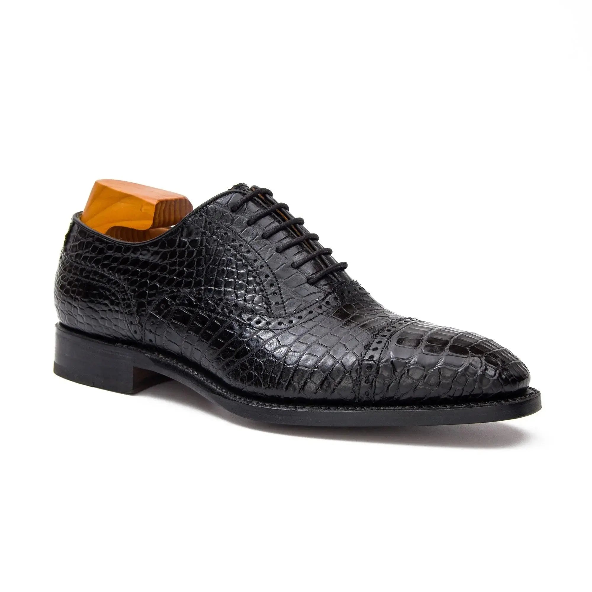 Alligator Skin Oxford Shoes Black