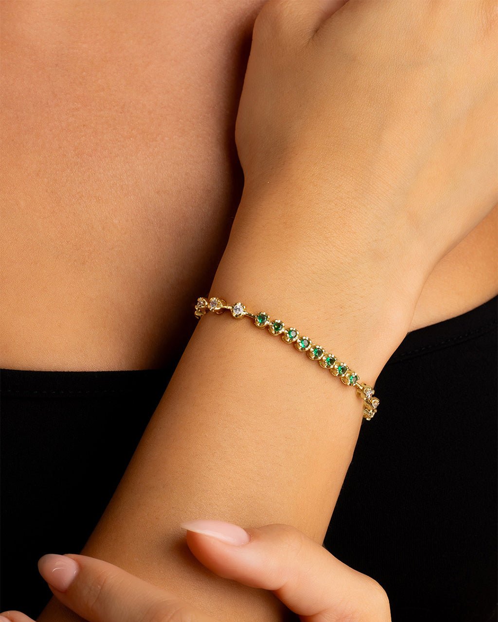 Liesbeth Emerald Accent Tennis Bracelet