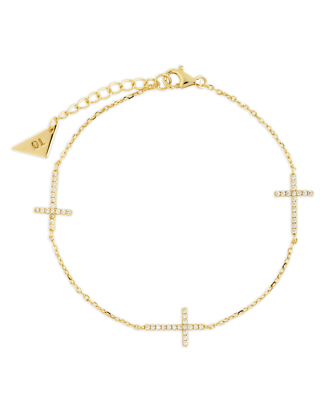 Sterling Silver Delicate CZ Cross Bracelet