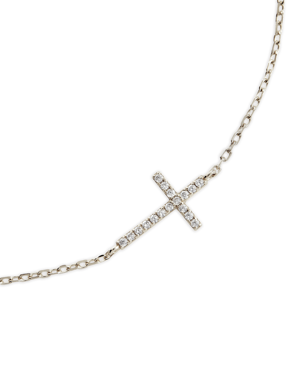 Sterling Silver Delicate CZ Cross Bracelet