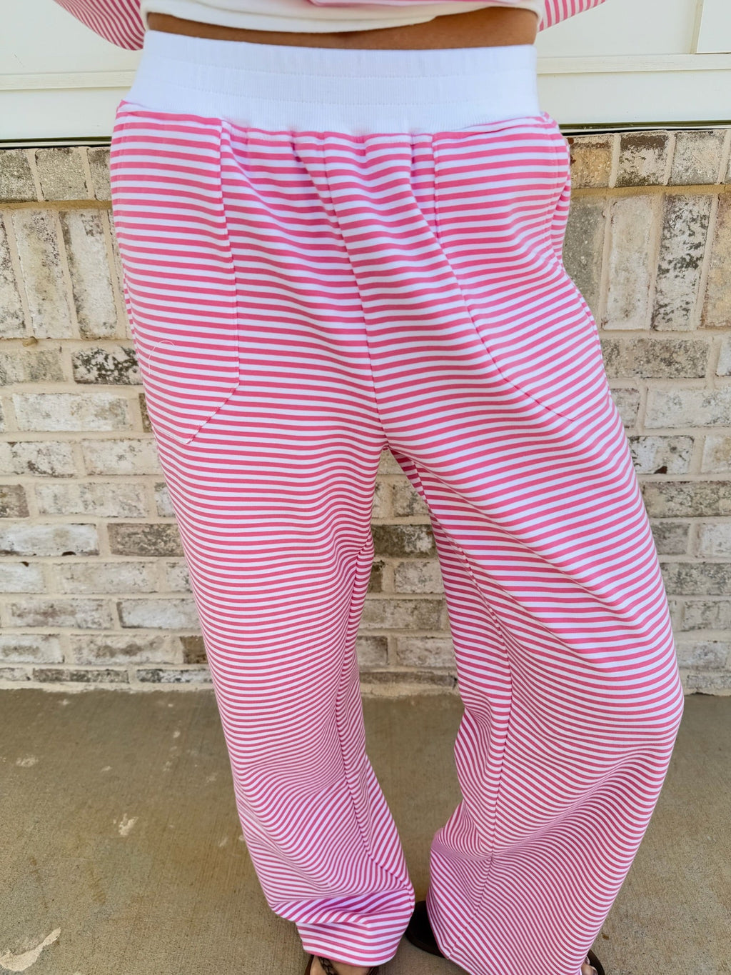 Dark Pink and White Big Striped Sweatpants
