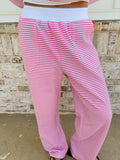 Dark Pink and White Big Striped Sweatpants