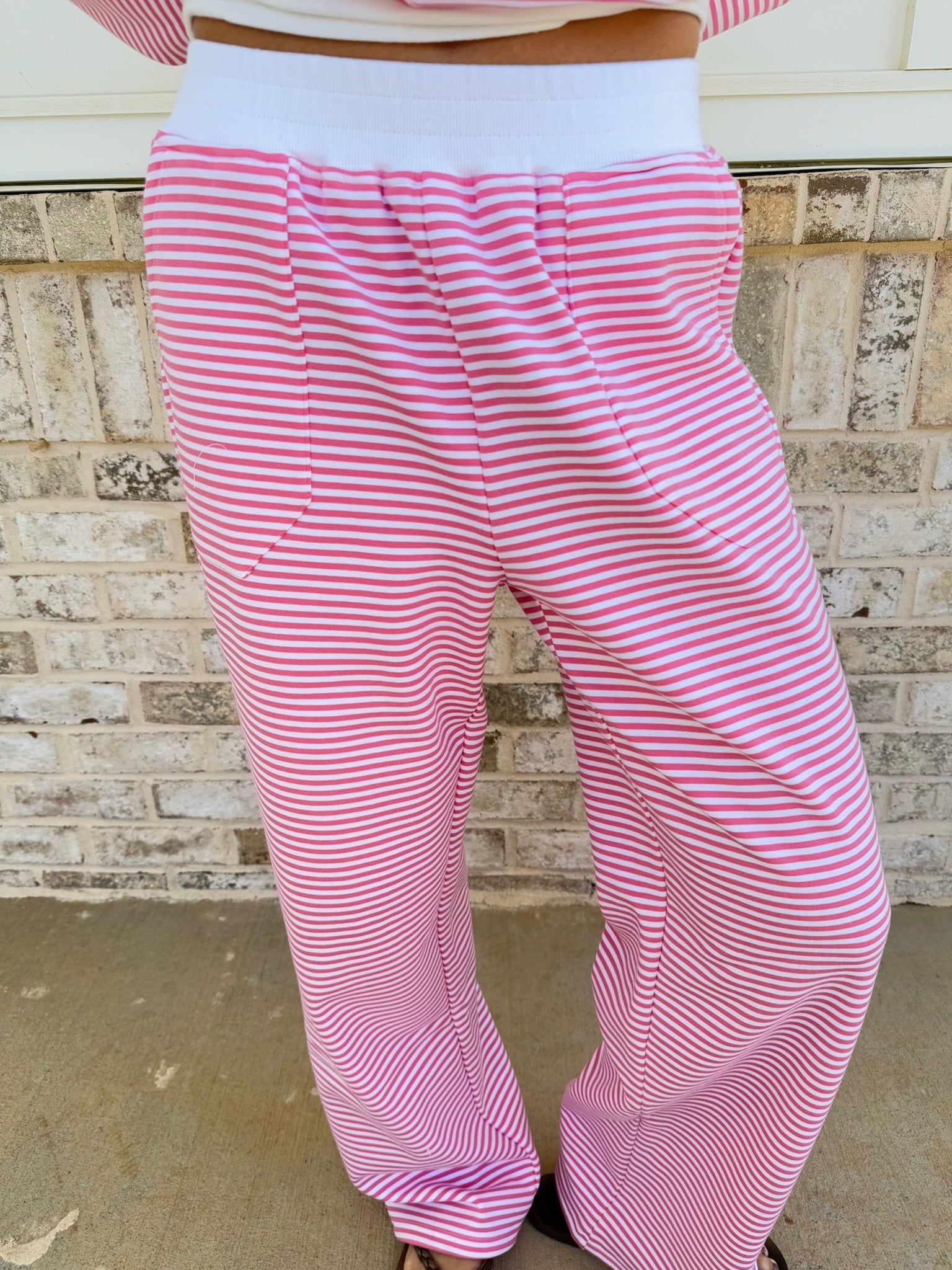 Dark Pink and White Big Striped Sweatpants