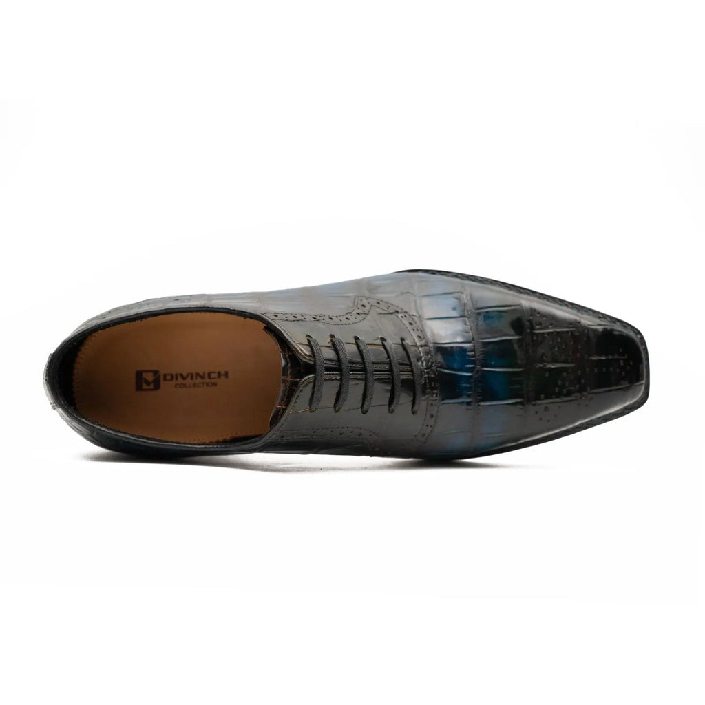 BLUE Crocodile Oxford Shoes Goodyear Norwegian 8015