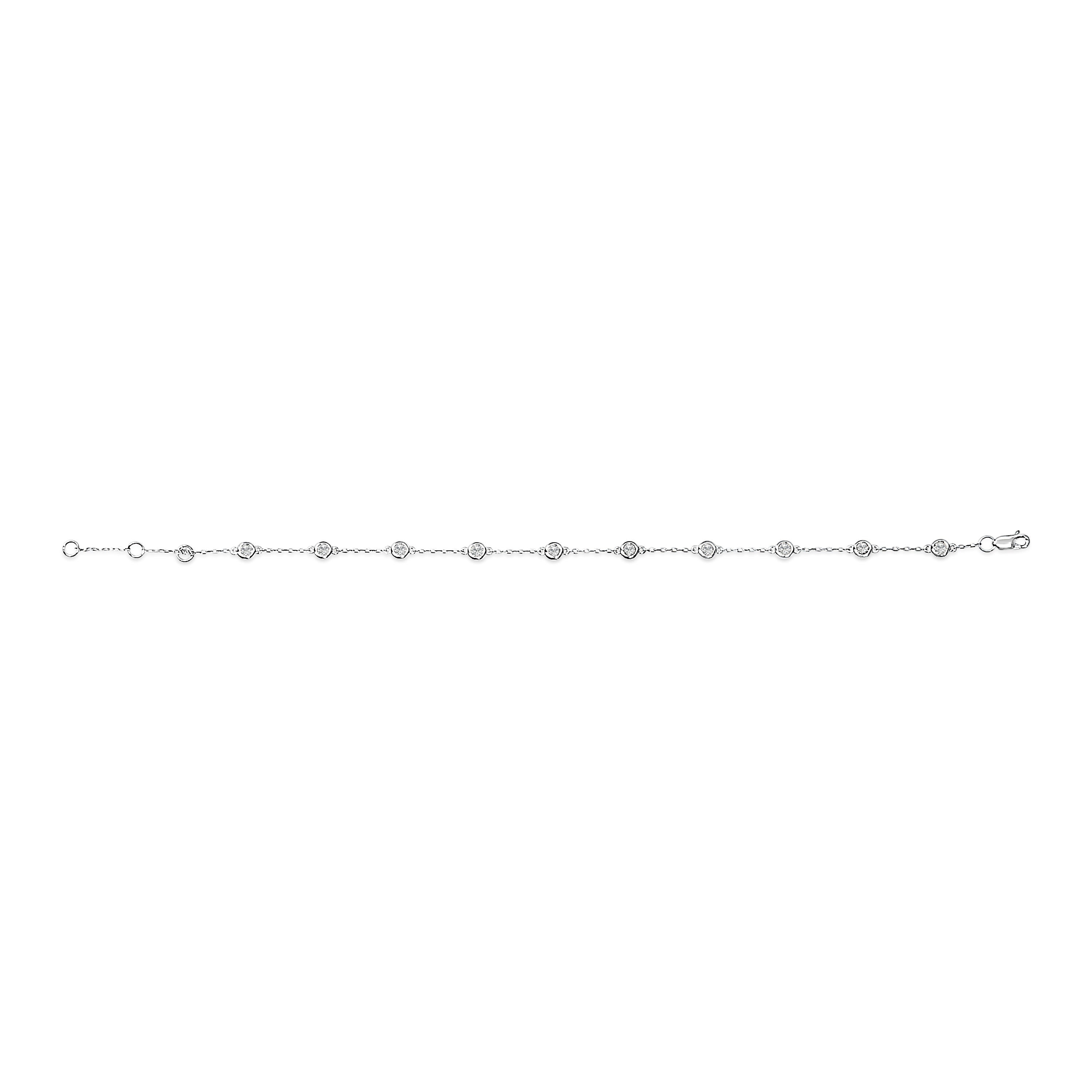 14K White Gold 1/2 Cttw Bezel Set Lab Grown Diamond Station Bracelet