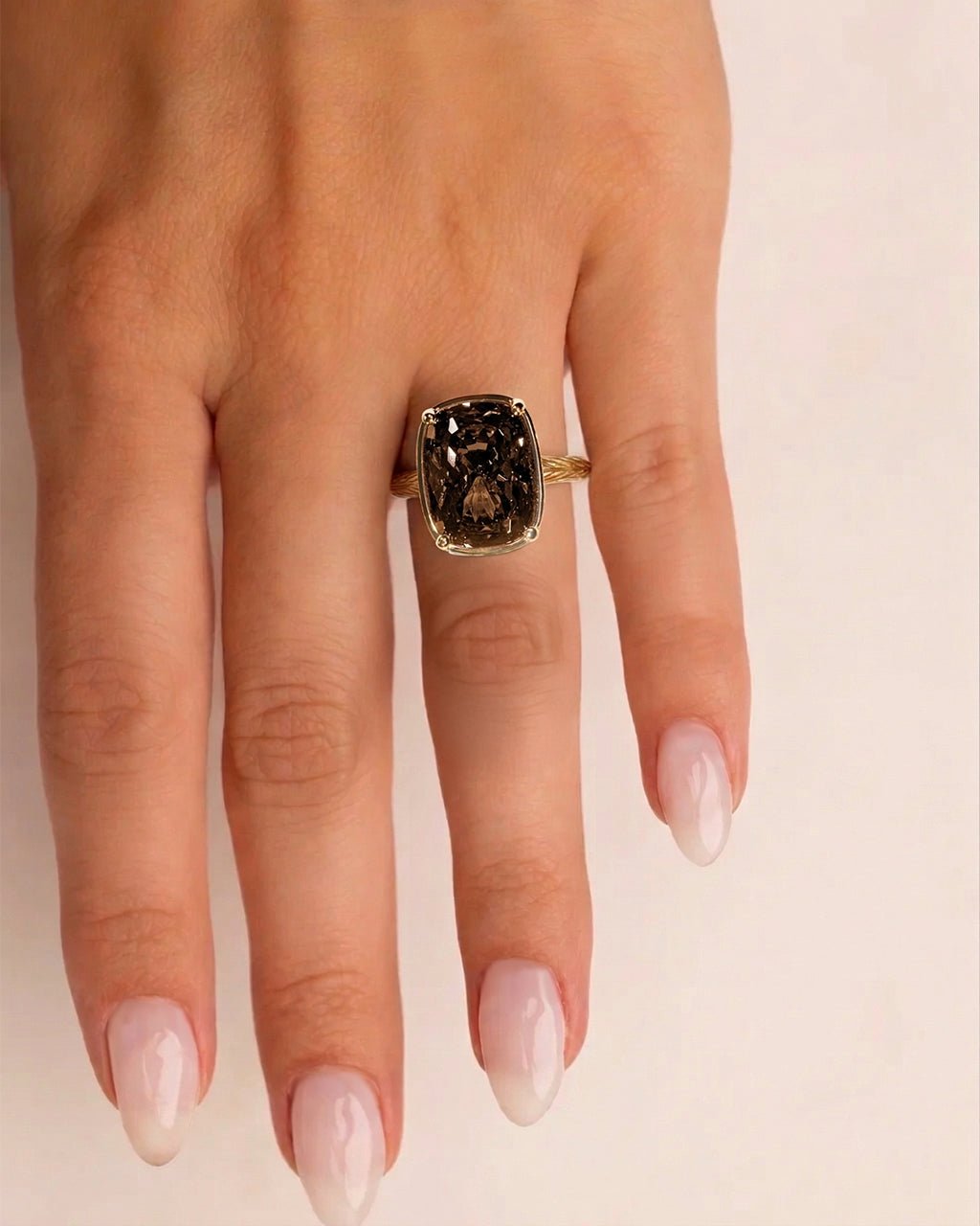 Sterling Silver Elongated Cushion Chocolate CZ Cocktail Ring