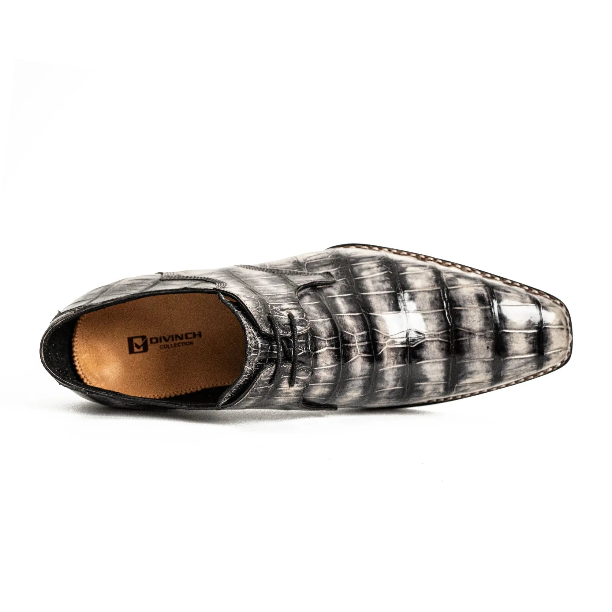 Black Croc-Pattern Norwegian Oxford