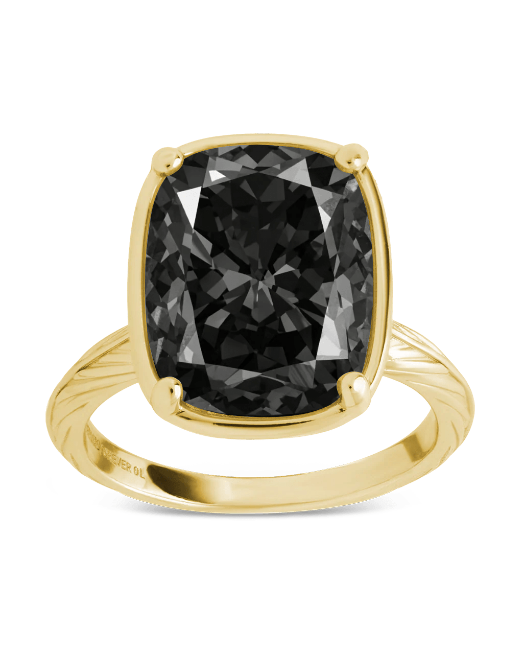 Sterling Silver Elongated Cushion Black CZ Cocktail Ring