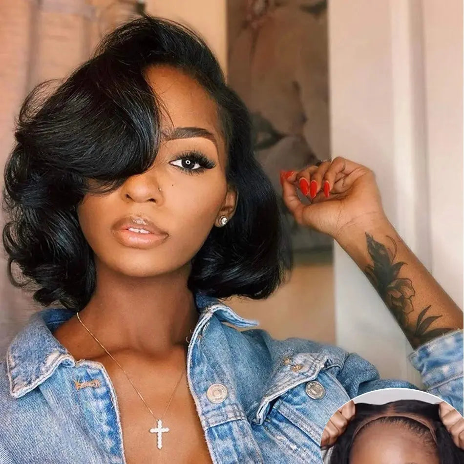Body Wave | 13X4 Transparent Lace | Ready To Wear | PrePlucked  | Glueless | Ready To Go  | Short Bob | Human Hair Wigs