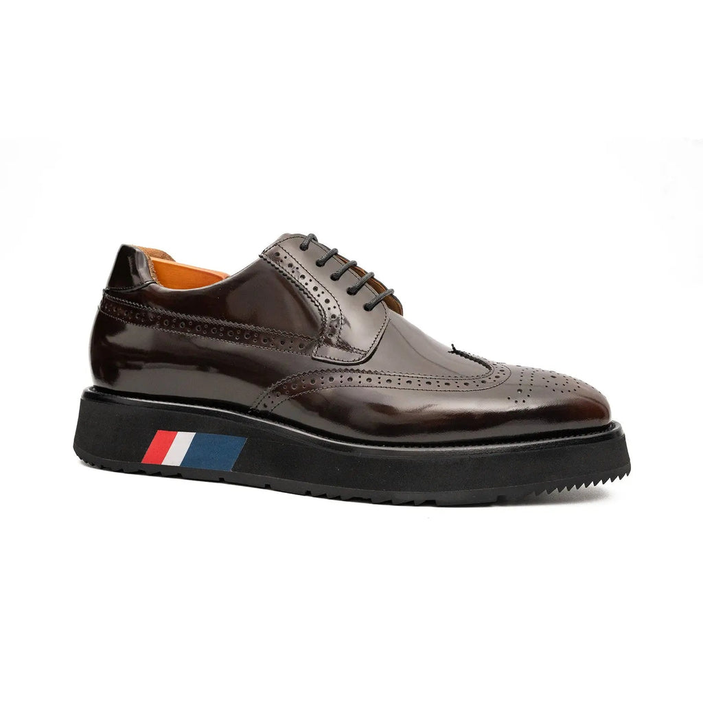 Brogue Wingtip Derby Burgundy Platform Shoe