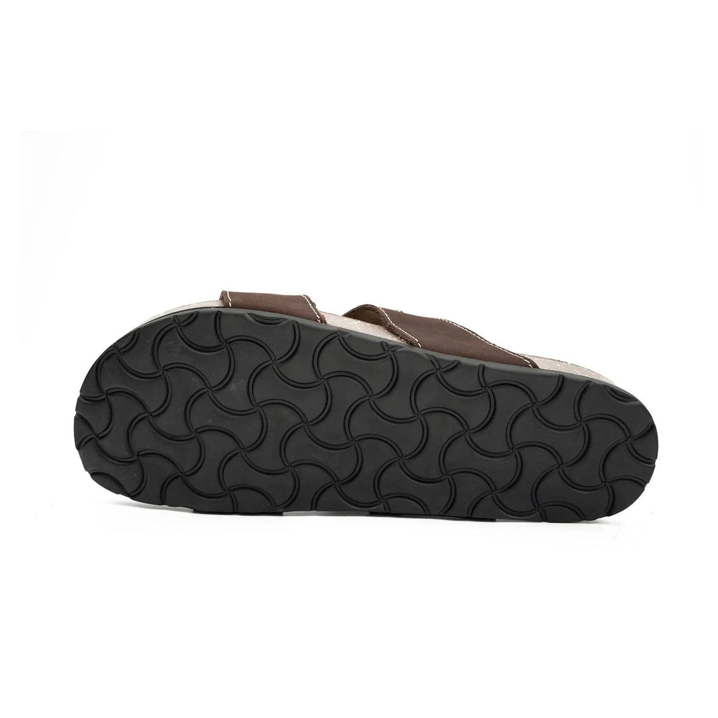 Brown Double - Strap Slide Sandals
