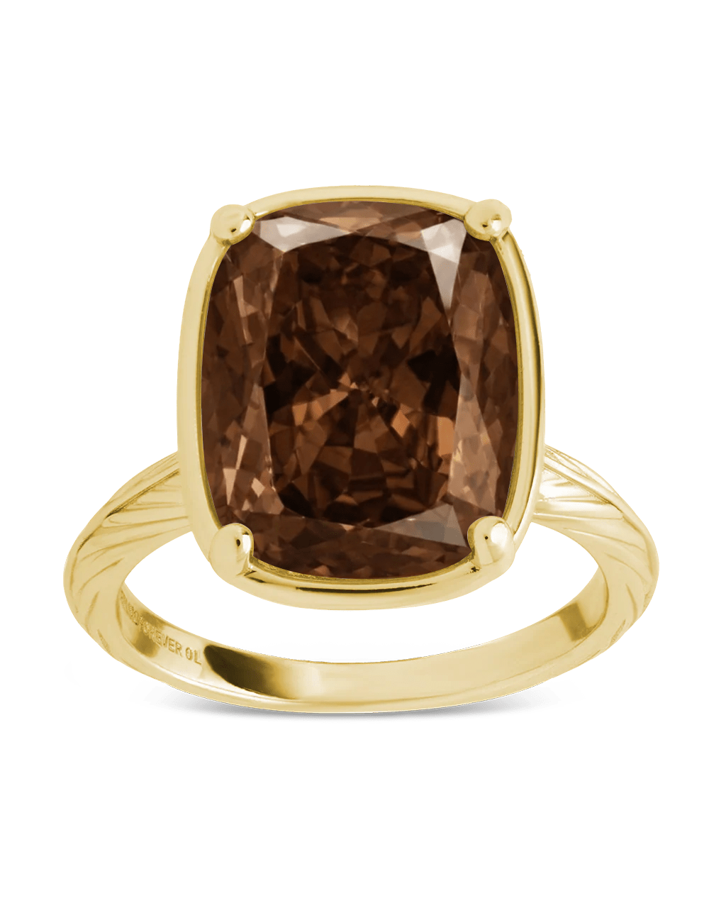 Sterling Silver Elongated Cushion Chocolate CZ Cocktail Ring