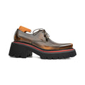 Brown Patent Leather Chunky Sole Derby Shoes