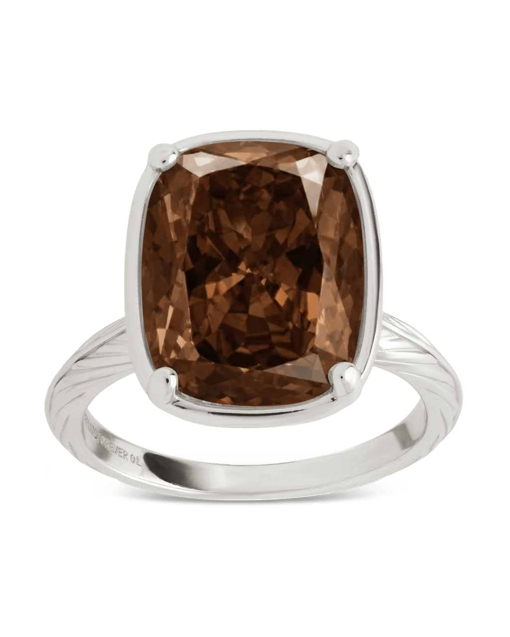 Sterling Silver Elongated Cushion Chocolate CZ Cocktail Ring