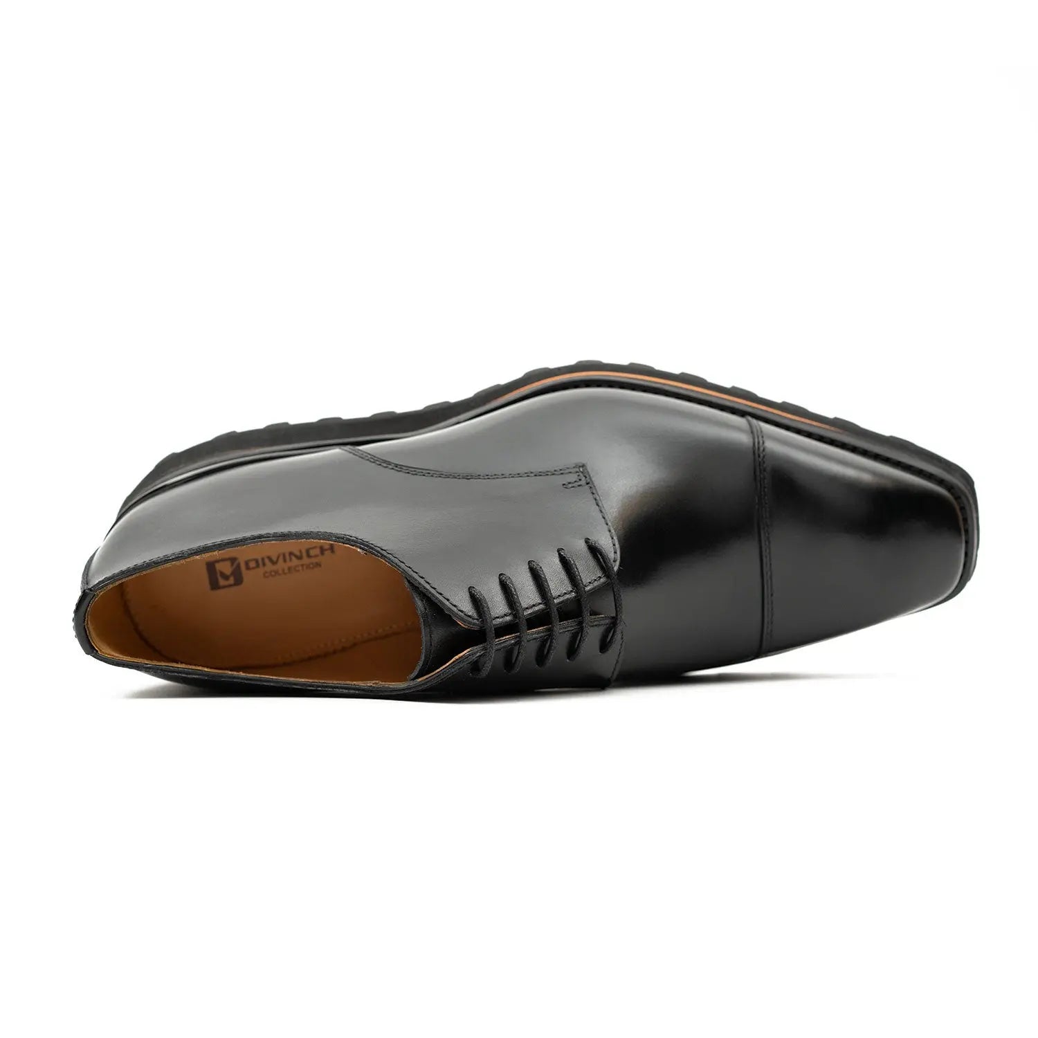 Calf leather dress three quarters derby shoes Black