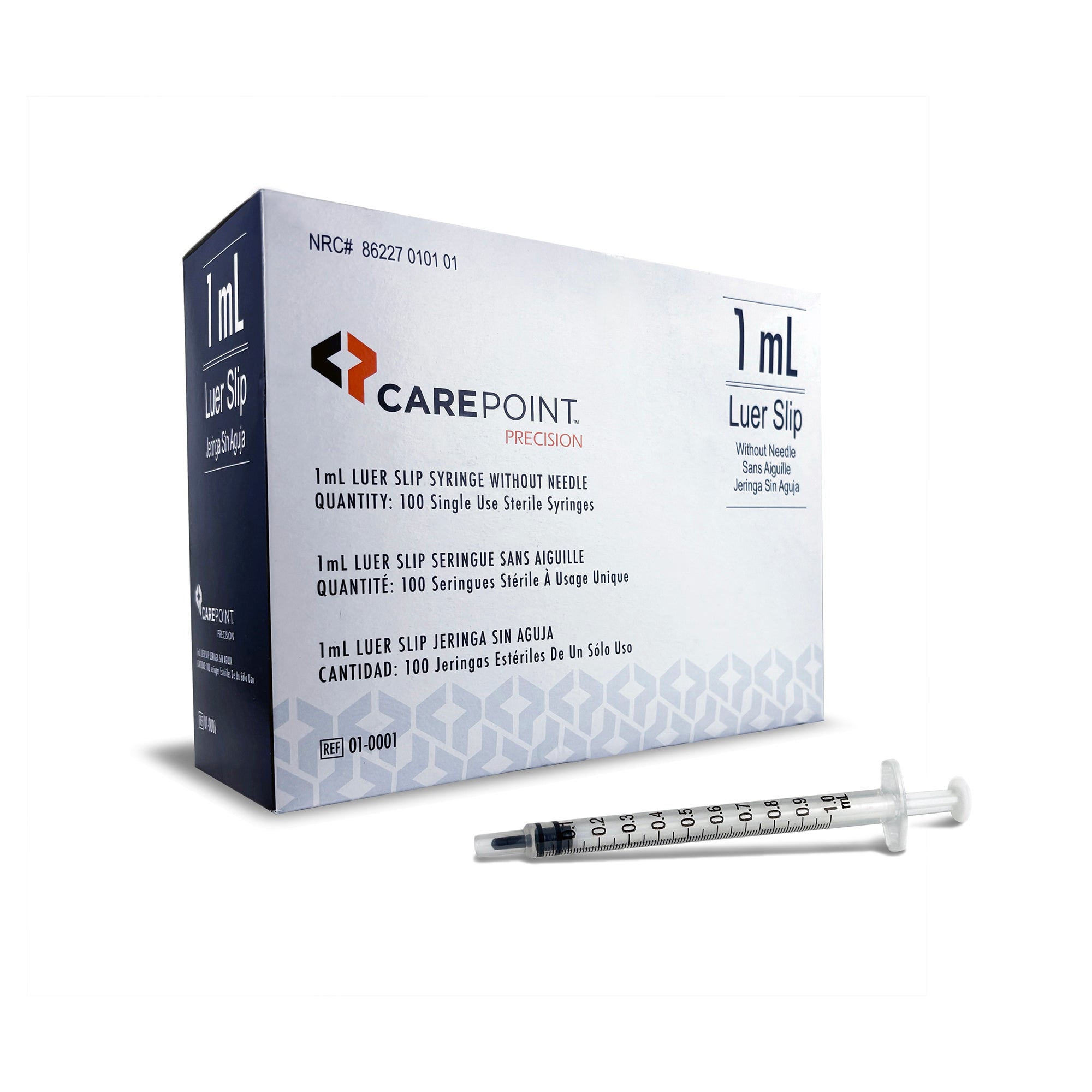 CarePoint™ 1 mL Luer Slip Tip General Purpose Syringe w/o Safety - 01-0001